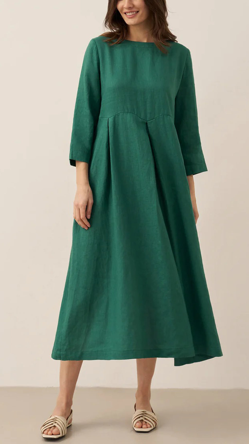 Women’s LooseCotton-Linen Midi Dress