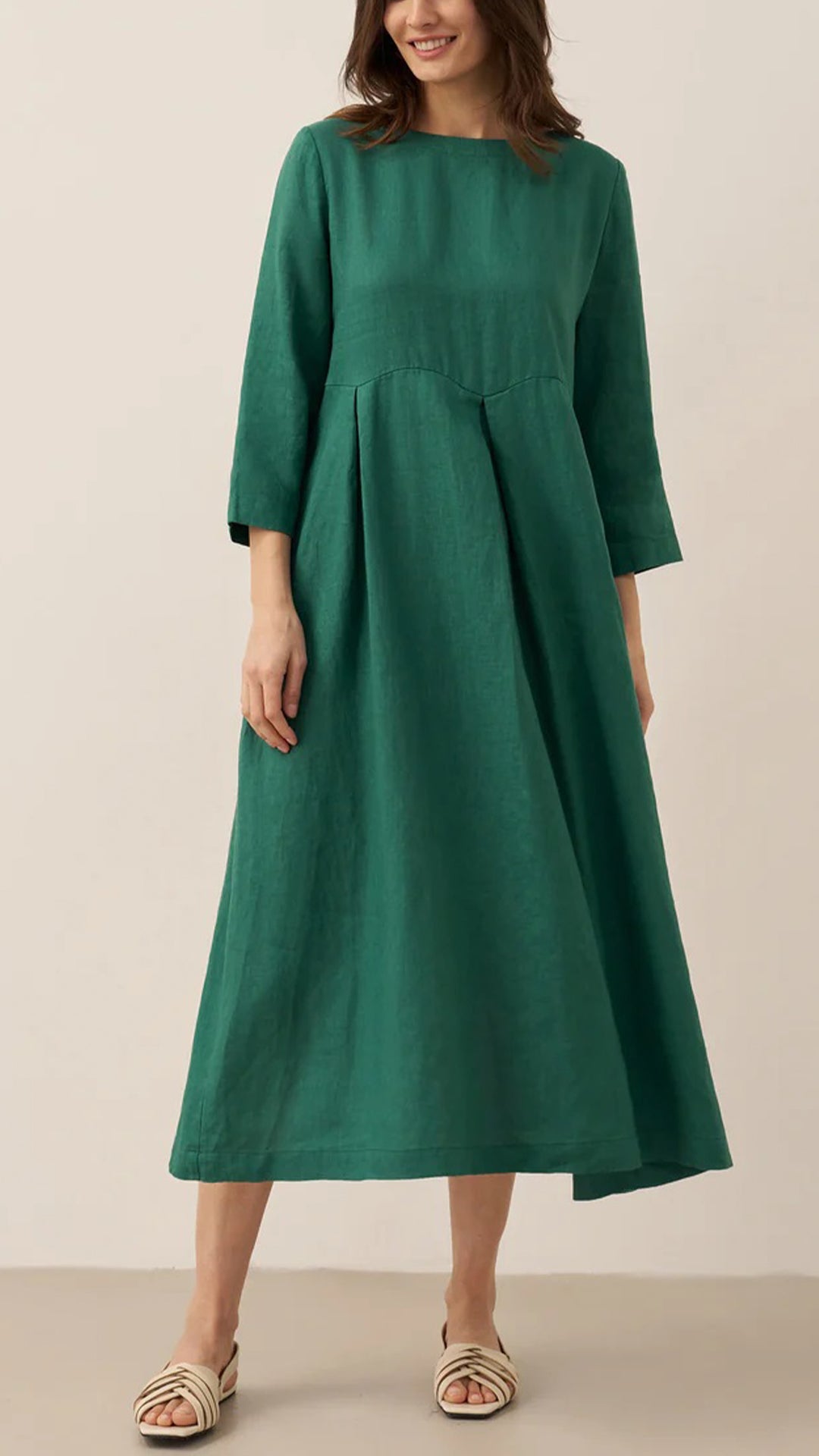Women’s LooseCotton-Linen Midi Dress