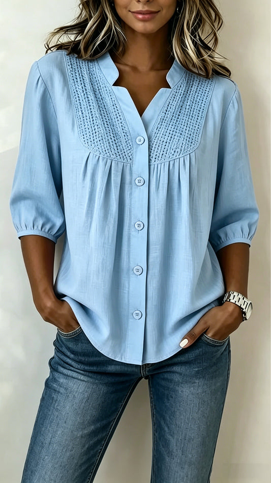 Women’s  Crochet Detail Cotton-Blend Blouse