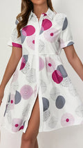 Women’s Geometric Dot Cotton-Blend Shirt Dress