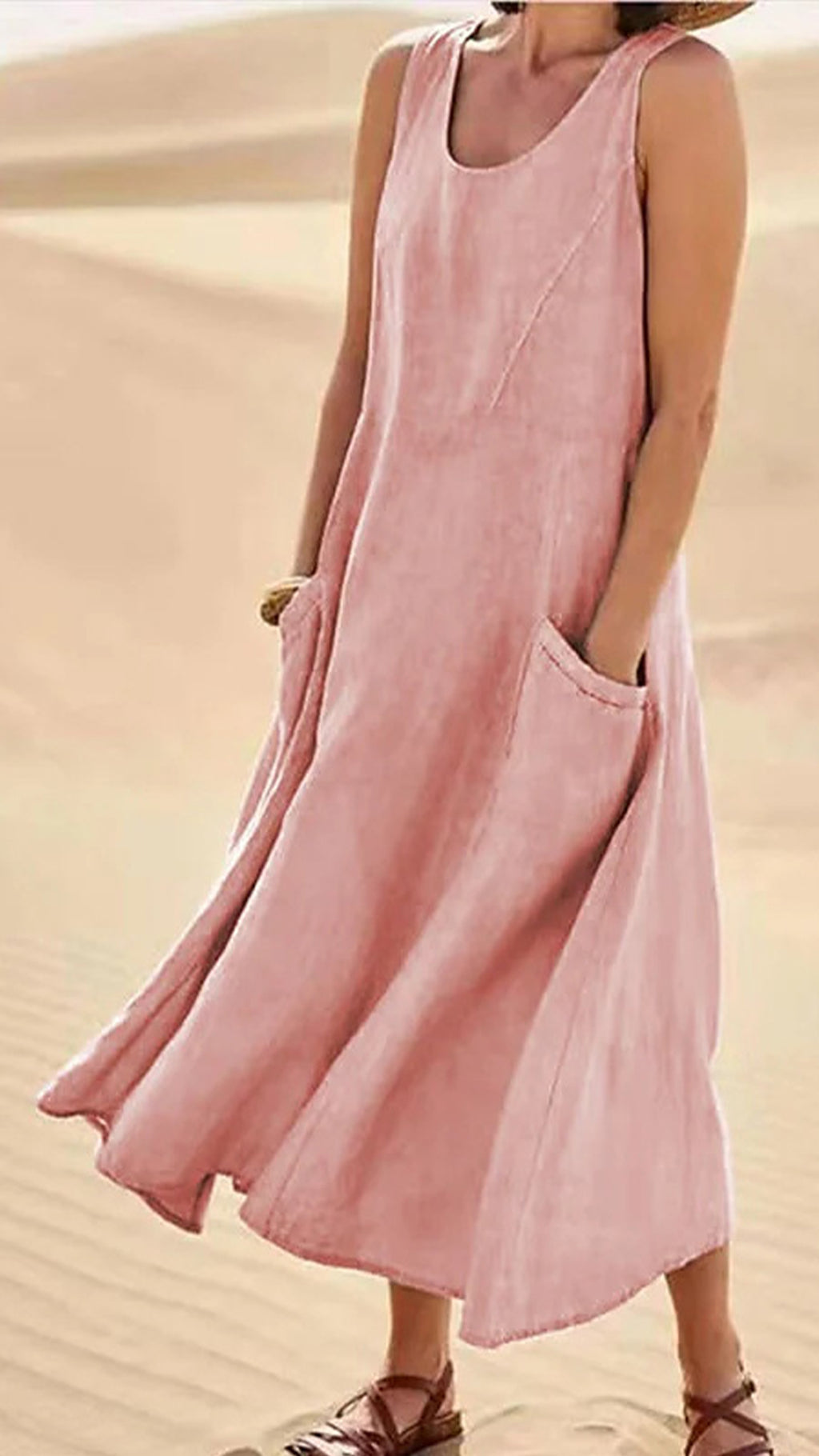Women’s Cotton-Linen Blend Sleeveless Dress