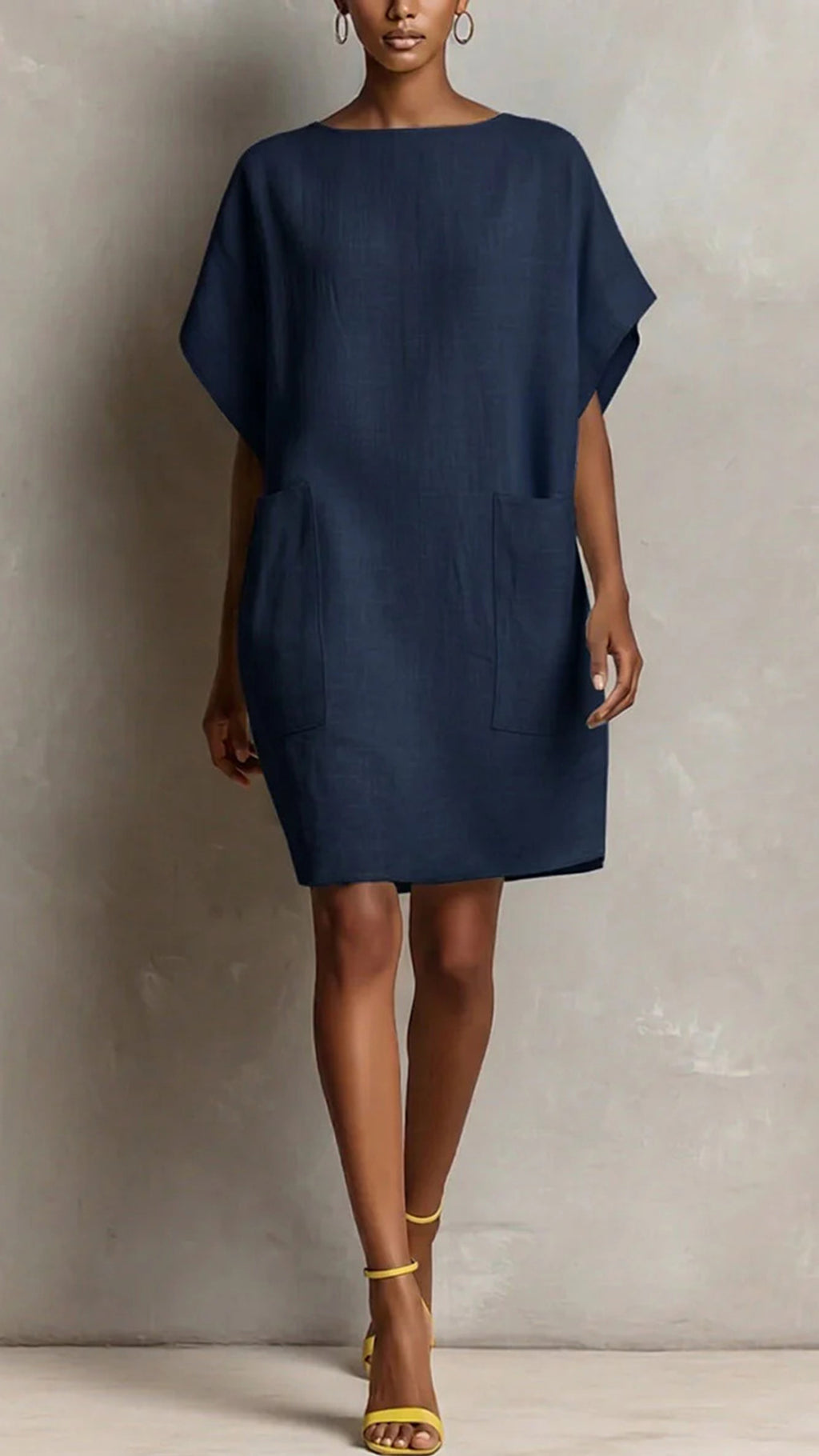 Women’s Cotton-Blend Boat Neck Straight Dress