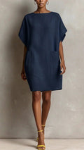 Women’s Cotton-Blend Boat Neck Straight Dress