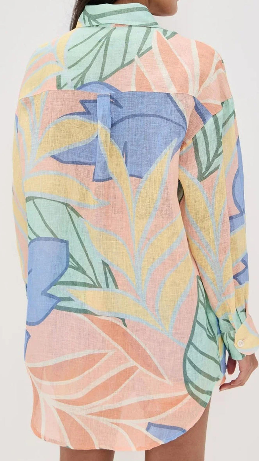 Women’s Cotton-Blend Tropical Print Shirt & Shorts Set