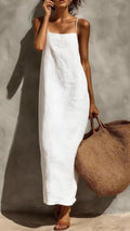 Women’s Square-Neck Straight-Cut Maxi Dress with Thin Straps