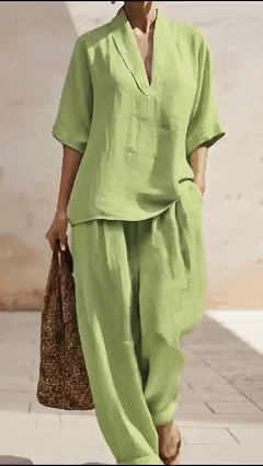 Plus Size Friendly New Arrivals🔥 Women’s Casual Cozy Minimalist Linen Two-piece Set