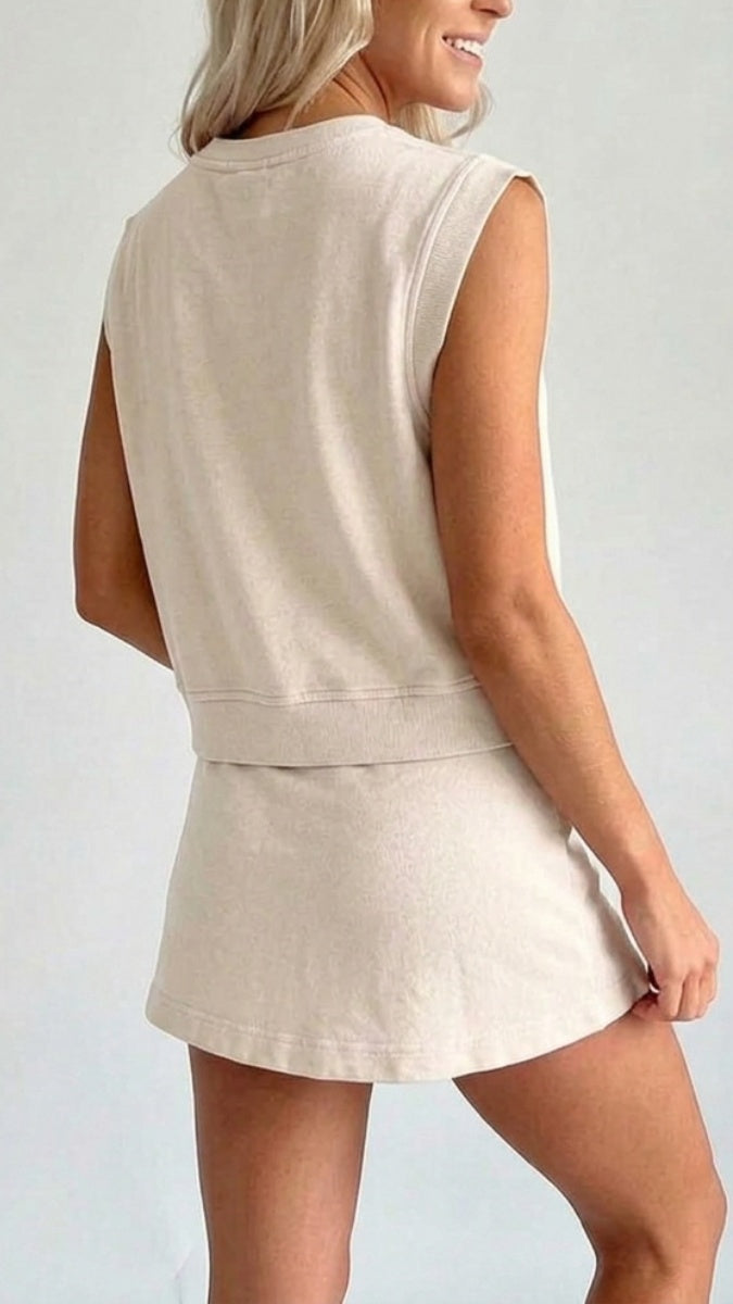 Women’s Distressed-Look Pure Cotton T-Shirt & Shorts Two-Piece Set
