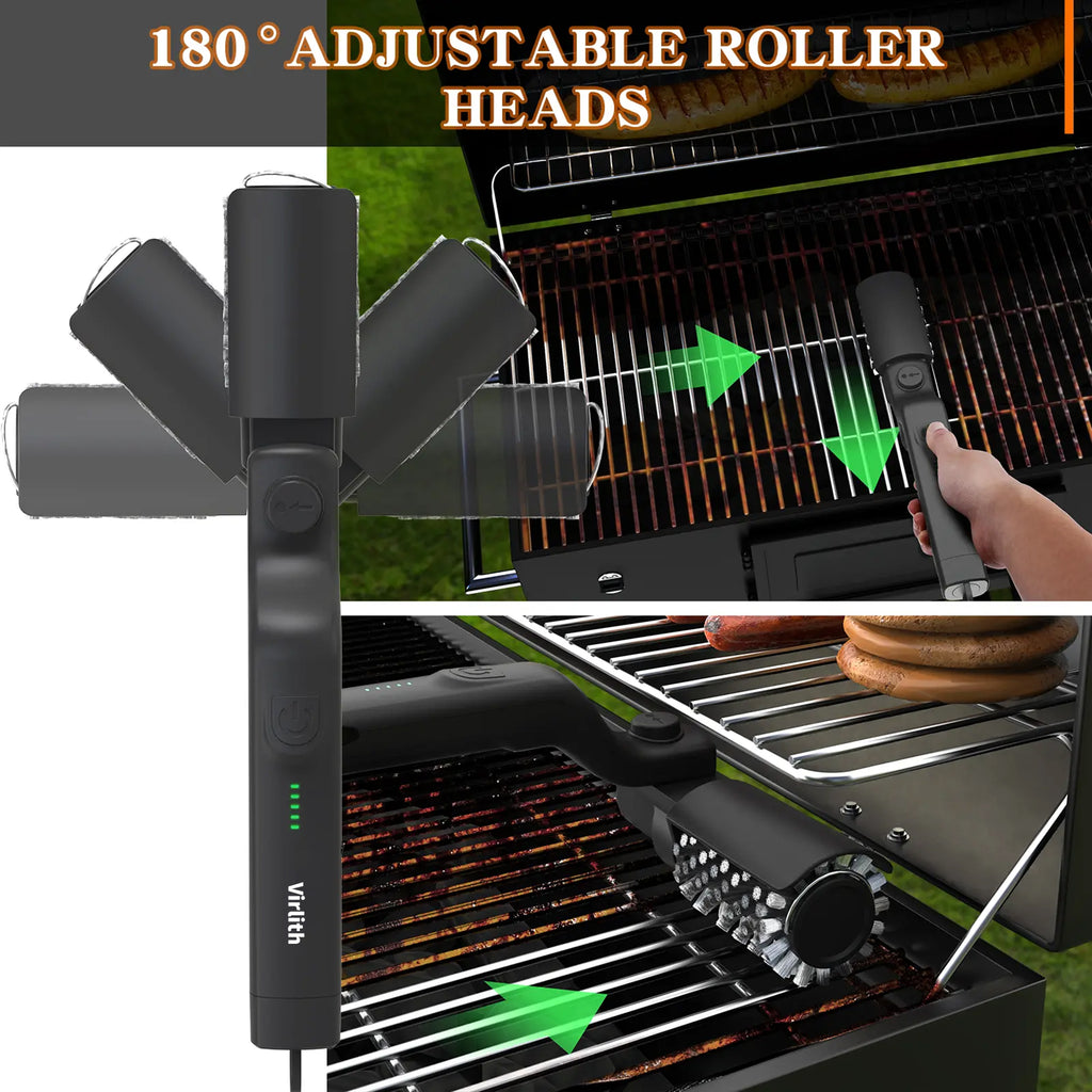 BBQ Grill Brush for Outdoor Grill, Cordless Electric Grill Cleaner,Rechargeable Grill Cleaning Brush,3 Powerful Speed BBQ Grill Brush for Outdoor Grill, 180%Adjustable