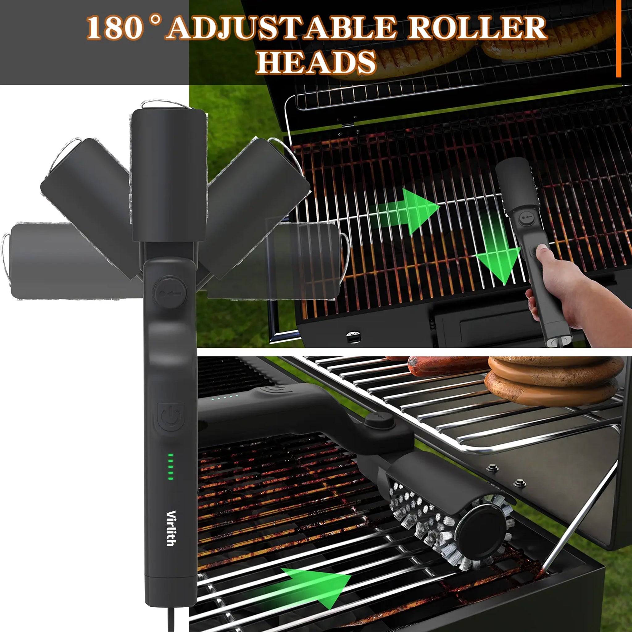 BBQ Grill Brush for Outdoor Grill, Cordless Electric Grill Cleaner,Rechargeable Grill Cleaning Brush,3 Powerful Speed BBQ Grill Brush for Outdoor Grill, 180%Adjustable
