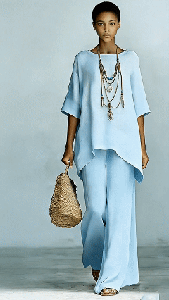 Plus Size Friendly Women’s Elegant & Simple Loose-Fit Solid-Color Top and Wide-Leg Pants Set
