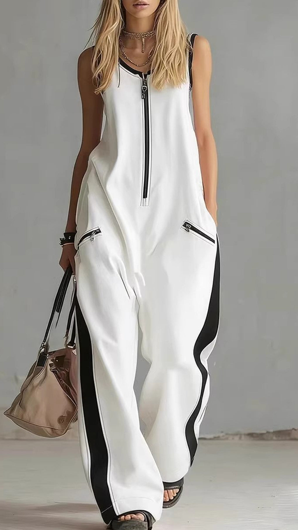 Women’s Color-Block Cotton Jumpsuit