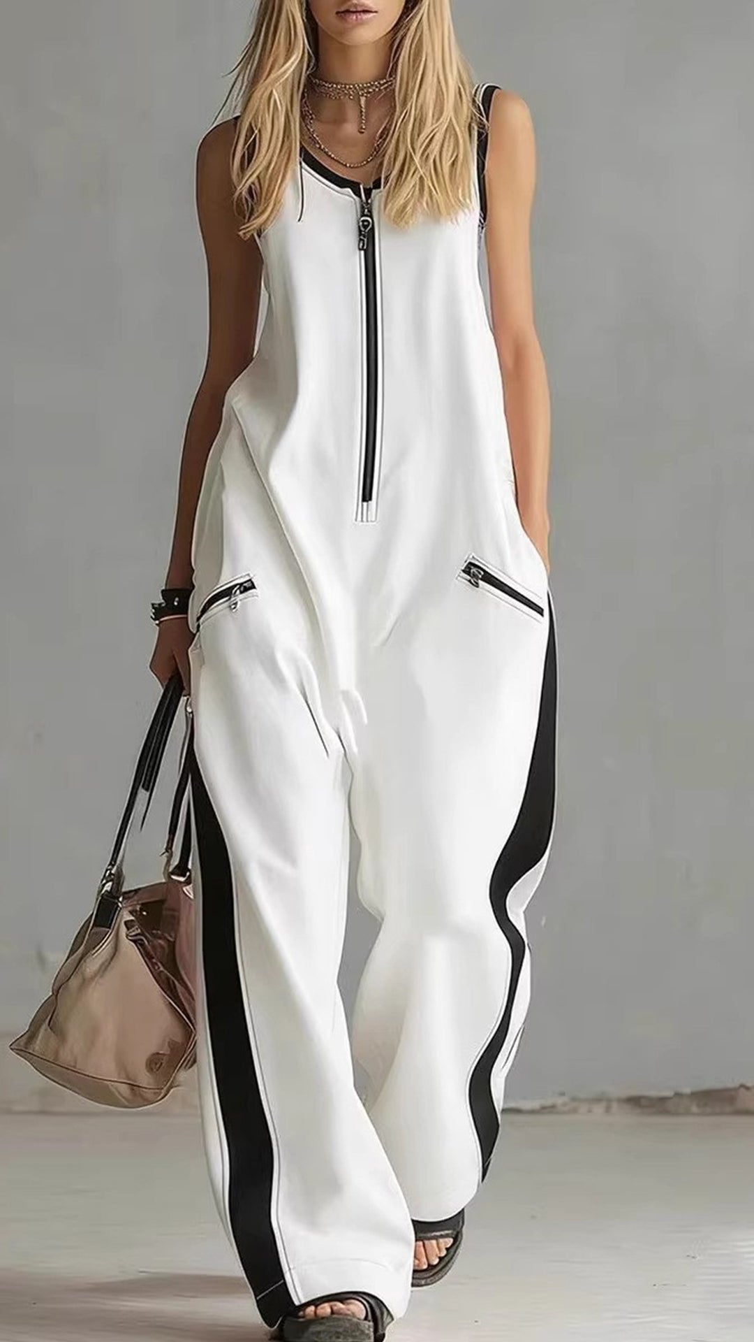 Women’s Color-Block Cotton Jumpsuit