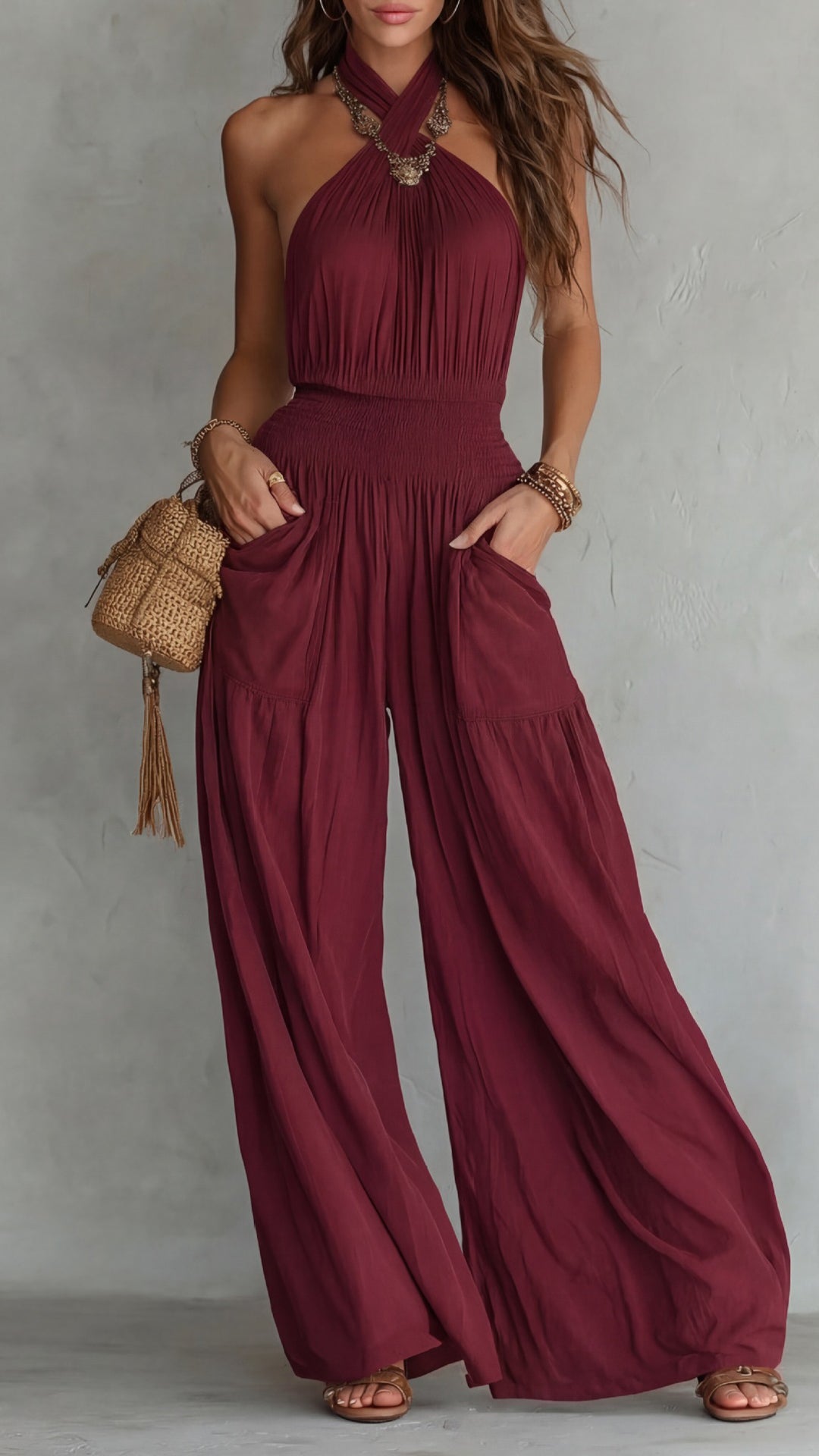 Women’s Halter Neck Wide-Leg Jumpsuit