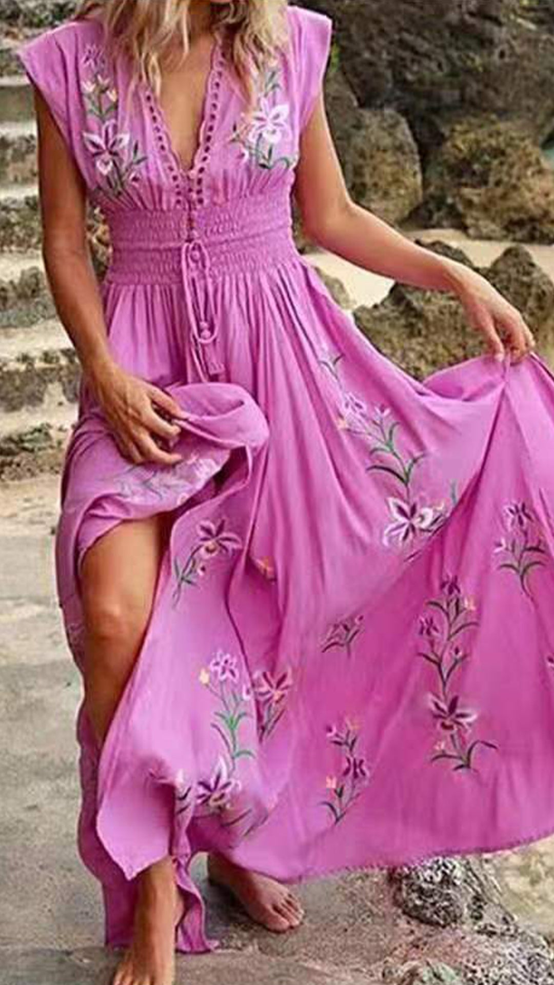 Women’s   Floral  Cotton-Blend Maxi Dress