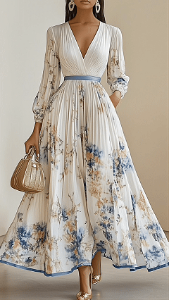 Women’s Floral Print Cotton-Blend Maxi Dress