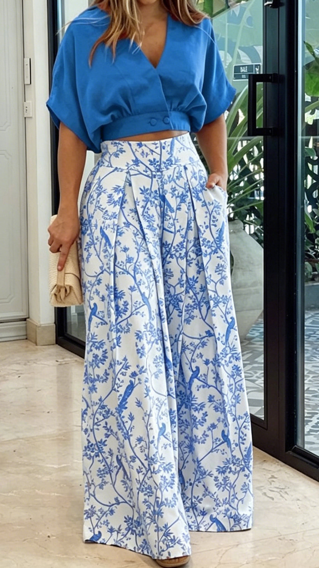 Women’s  Print Cotton-Blend Two-Piece Set