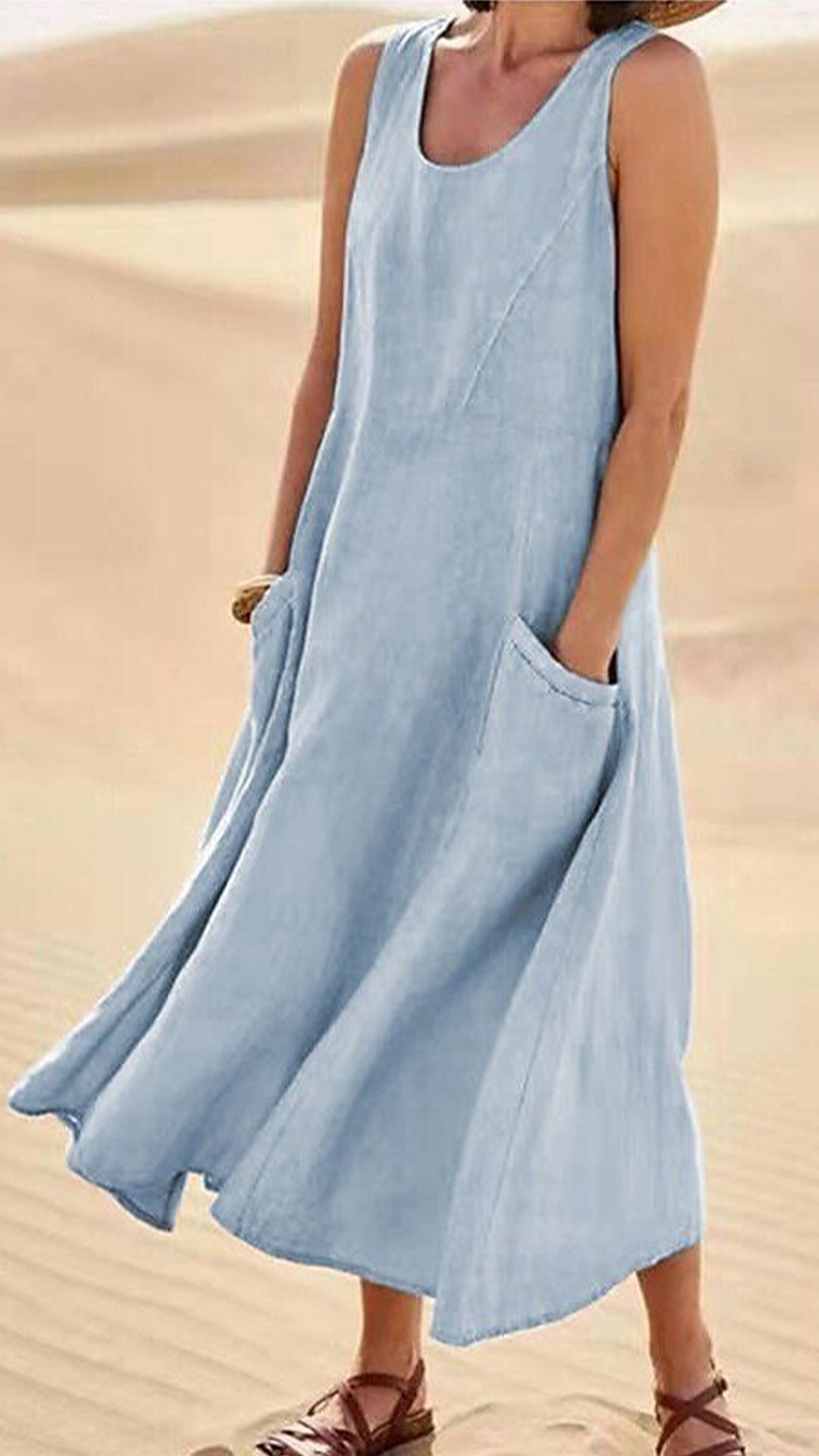 Women’s Cotton-Linen Blend Sleeveless Dress