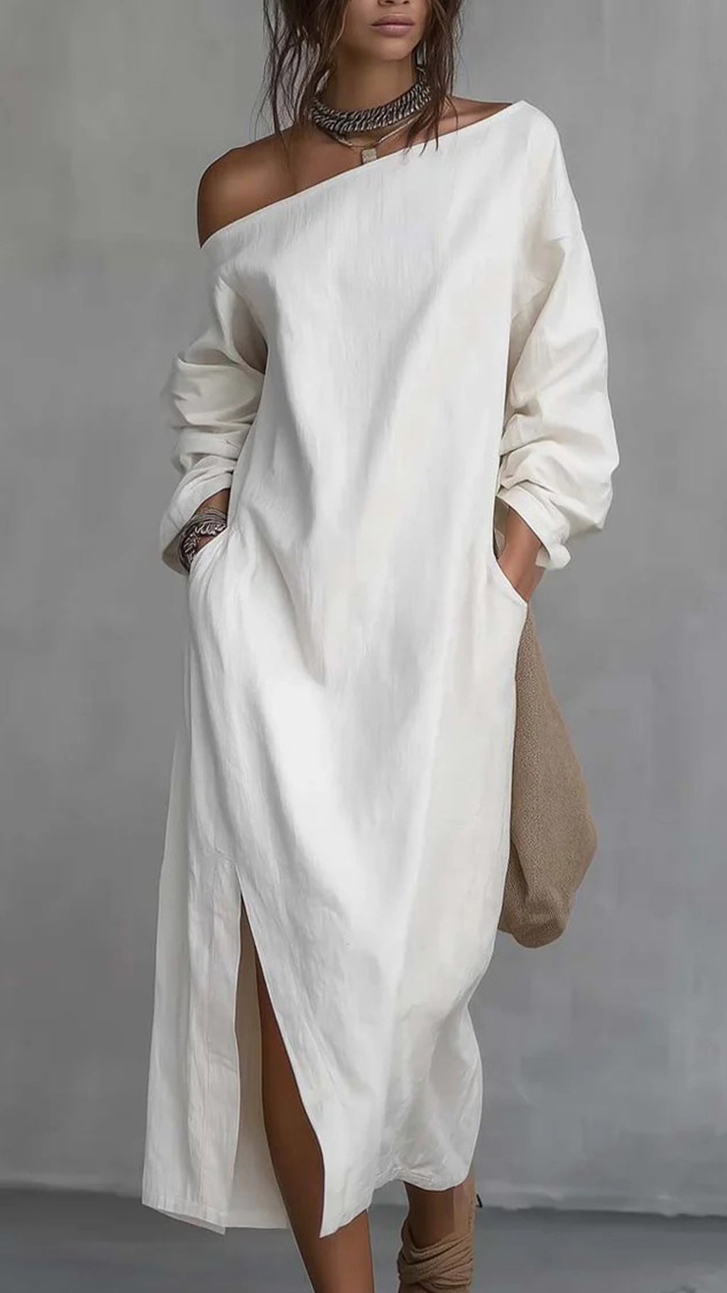 Women’s Denim Off-the-Shoulder Long-Sleeve Dress
