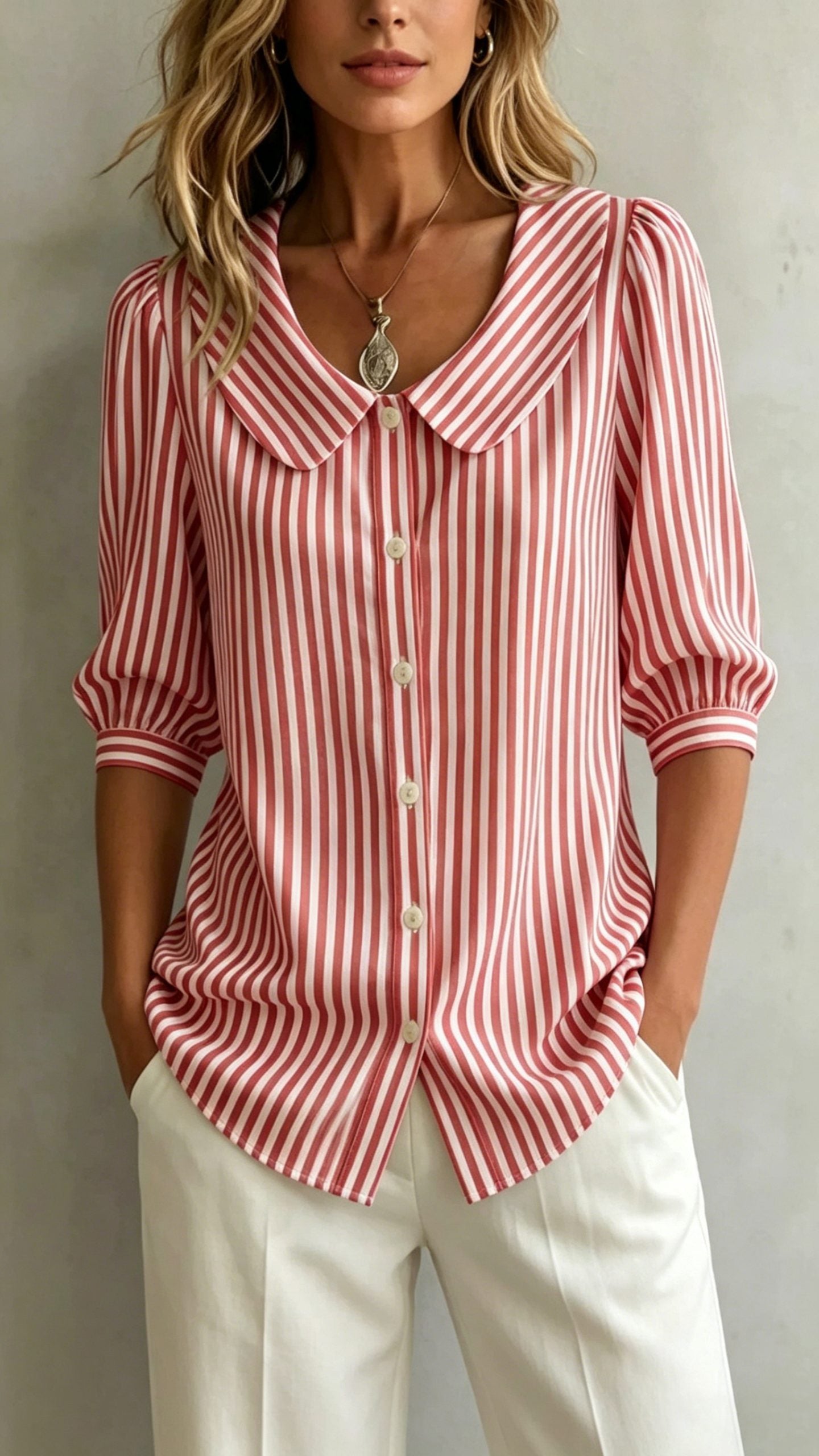Women’s New Cotton-Linen Striped Shirt — Loose-Fit, Short Sleeve