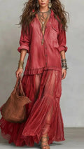 Women’s Cotton-Blend Denim-Look Shirt Dress