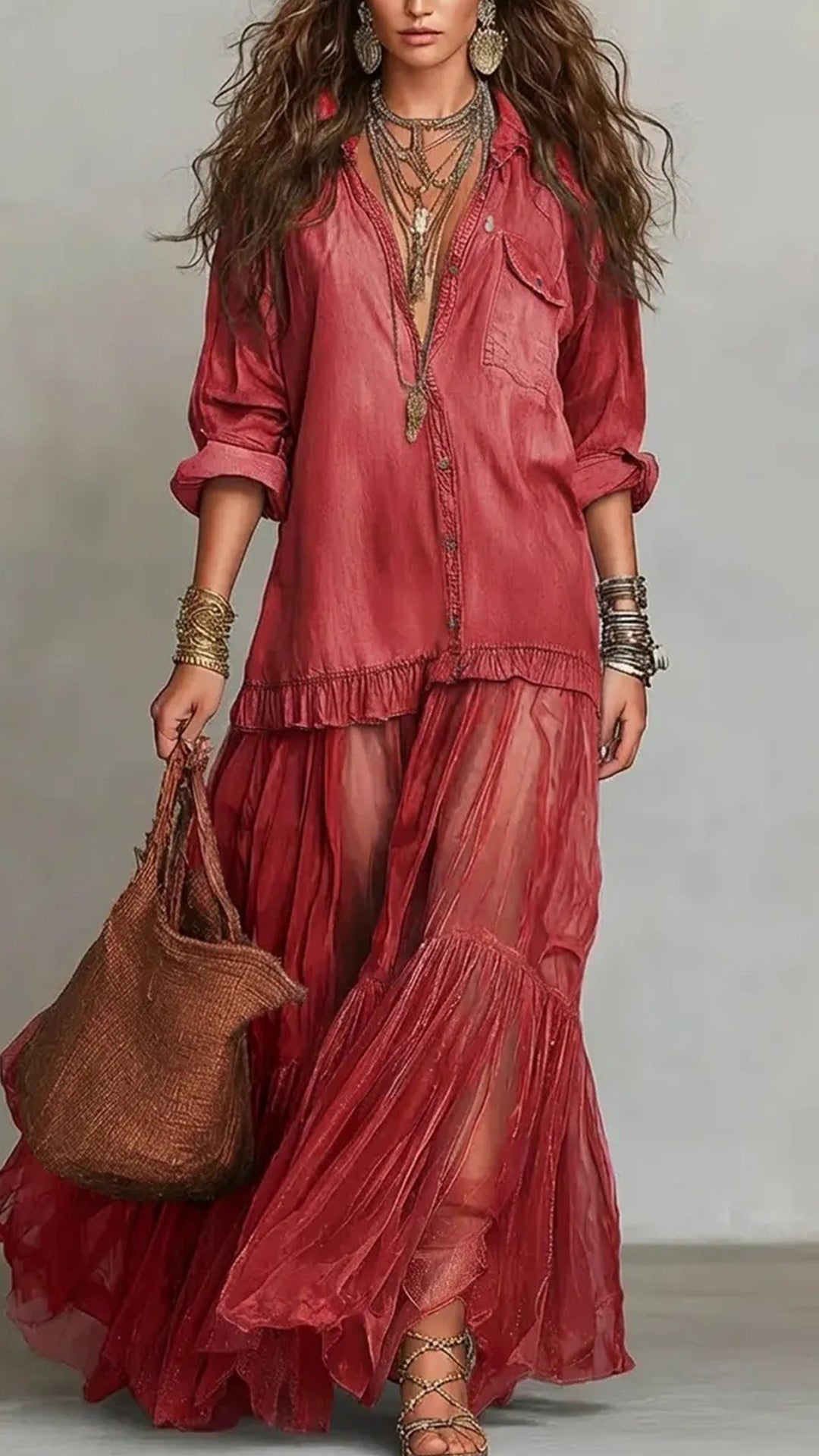 Women’s Cotton-Blend Denim-Look Shirt Dress