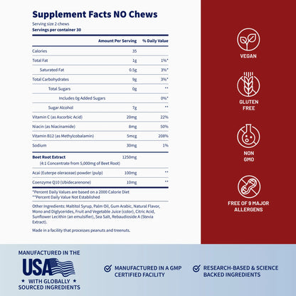 Prostate Health & Nitric Oxide Chews | Urinary Support | Blood Flow & Energy | Antioxidants | Mixed Berry Flavor