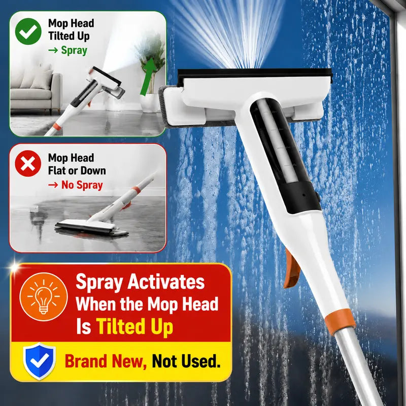 3-in-1 Glass Cleaning Kit – Durable Metal Pole, Silicone Scraper & Water Spray Wand, Ergonomic Easy-Grip Handle, 122cm Extendable Pole, Streak-Free Cleaning for High Windows, Shower Doors & Car Windshields