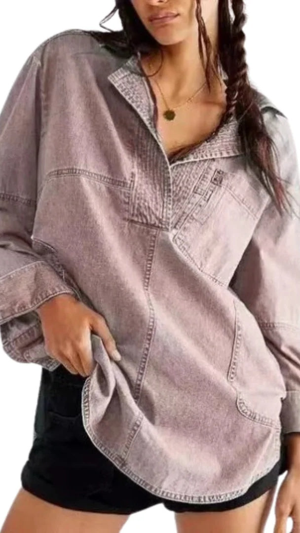 Women’s Stylish V-Neck Denim Top