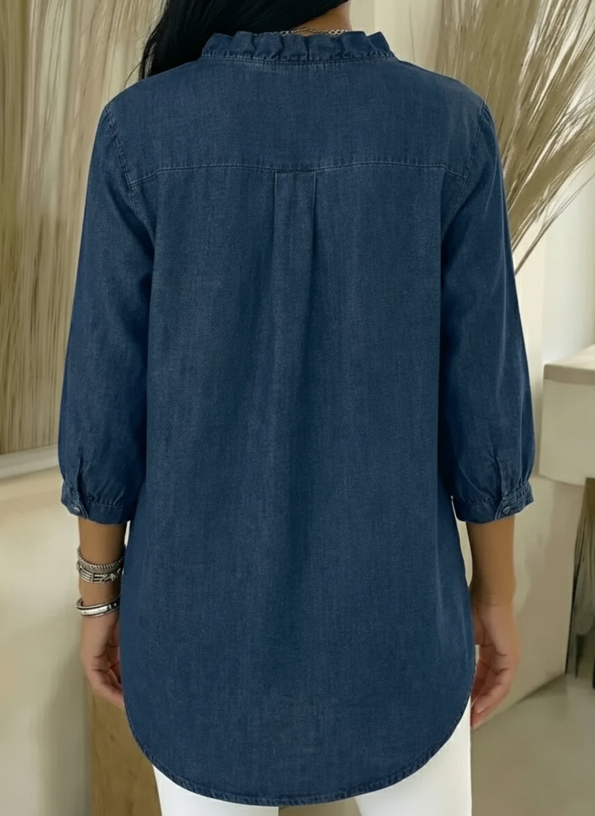 New Arrivals🔥 Women’s Casual Denim V-Neck Ruffled Shirt