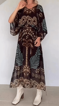 Women’s Lace-up Bohemian-Style Chiffon Dress