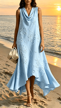 Women’s Sleeveless Floral Cowl-Neck Dress