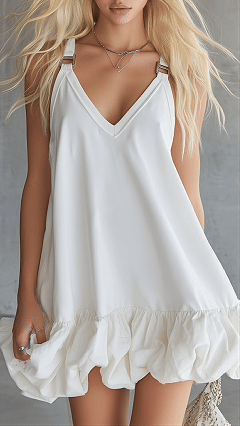 Women’s Elegant Casual Solid-Color V-Neck Ruffled Mini Dress
