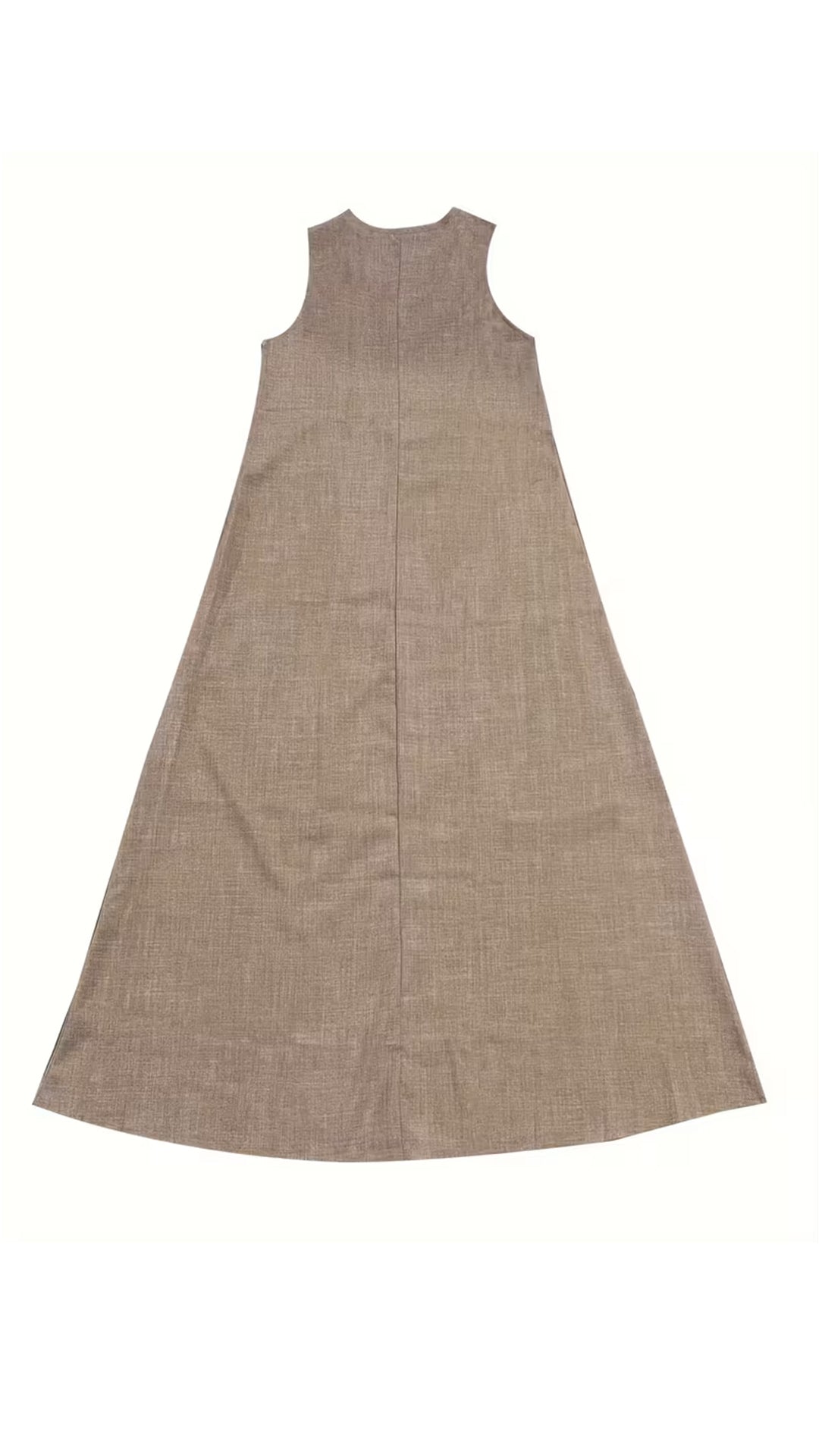 Women’s Vintage-effect V-neck Sleeveless Loose Maxi Dress