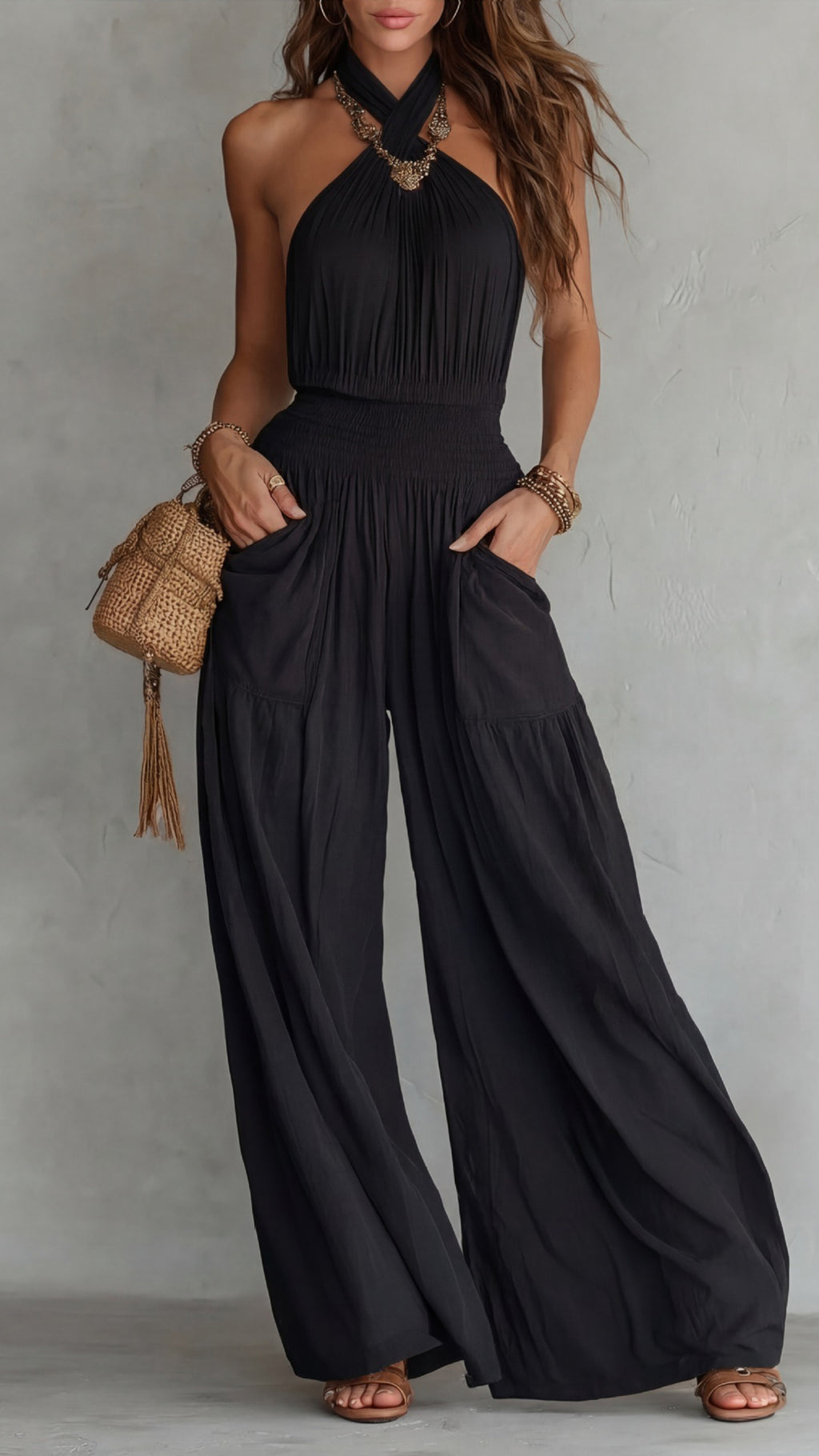 Women’s Halter Neck Wide-Leg Jumpsuit