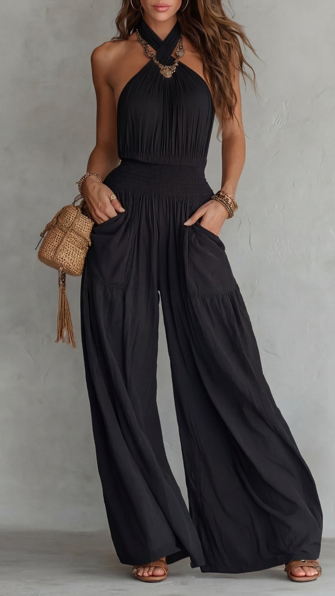 Women’s Halter Neck Wide-Leg Jumpsuit