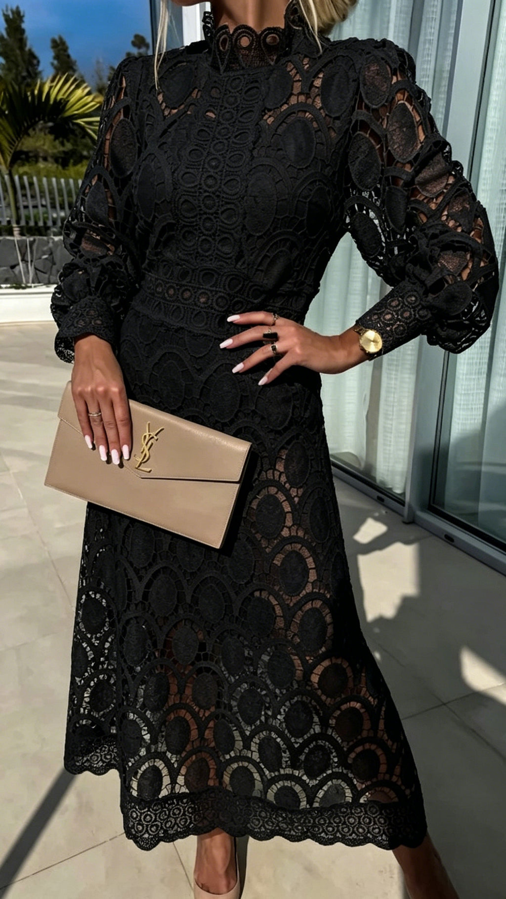 Women’s Lace Cotton-Blend Midi Dress