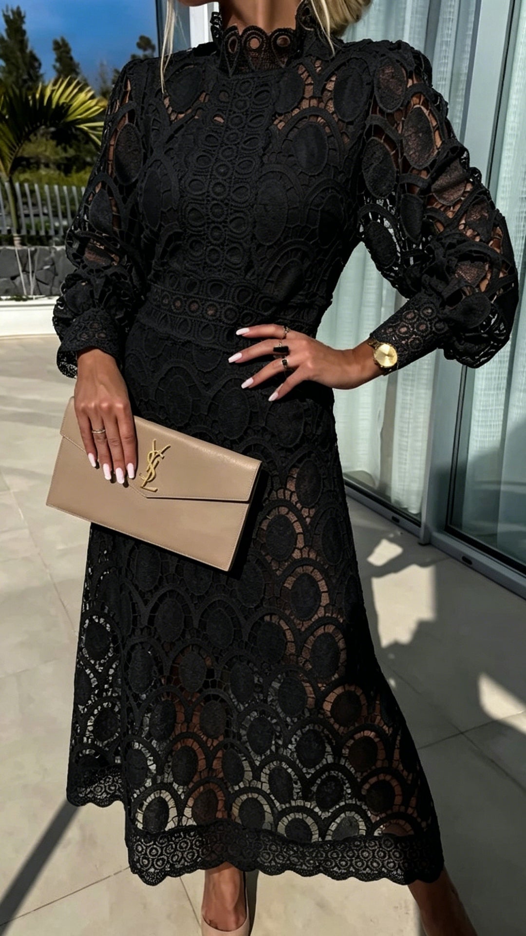 Women’s Lace Cotton-Blend Midi Dress