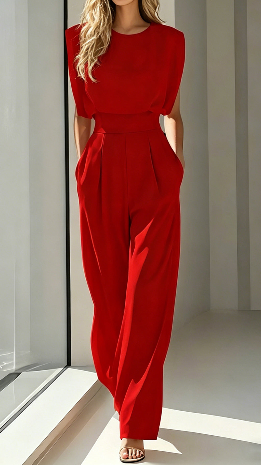 Women’s Cotton-Blend Waisted Jumpsuit