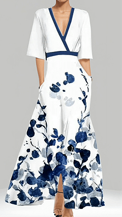 Women’s Floral Print Cotton-Blend Maxi Dress