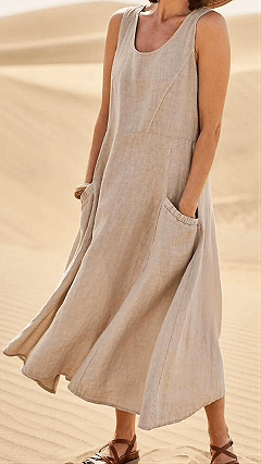 Women’s Cotton-Linen Blend Sleeveless Dress