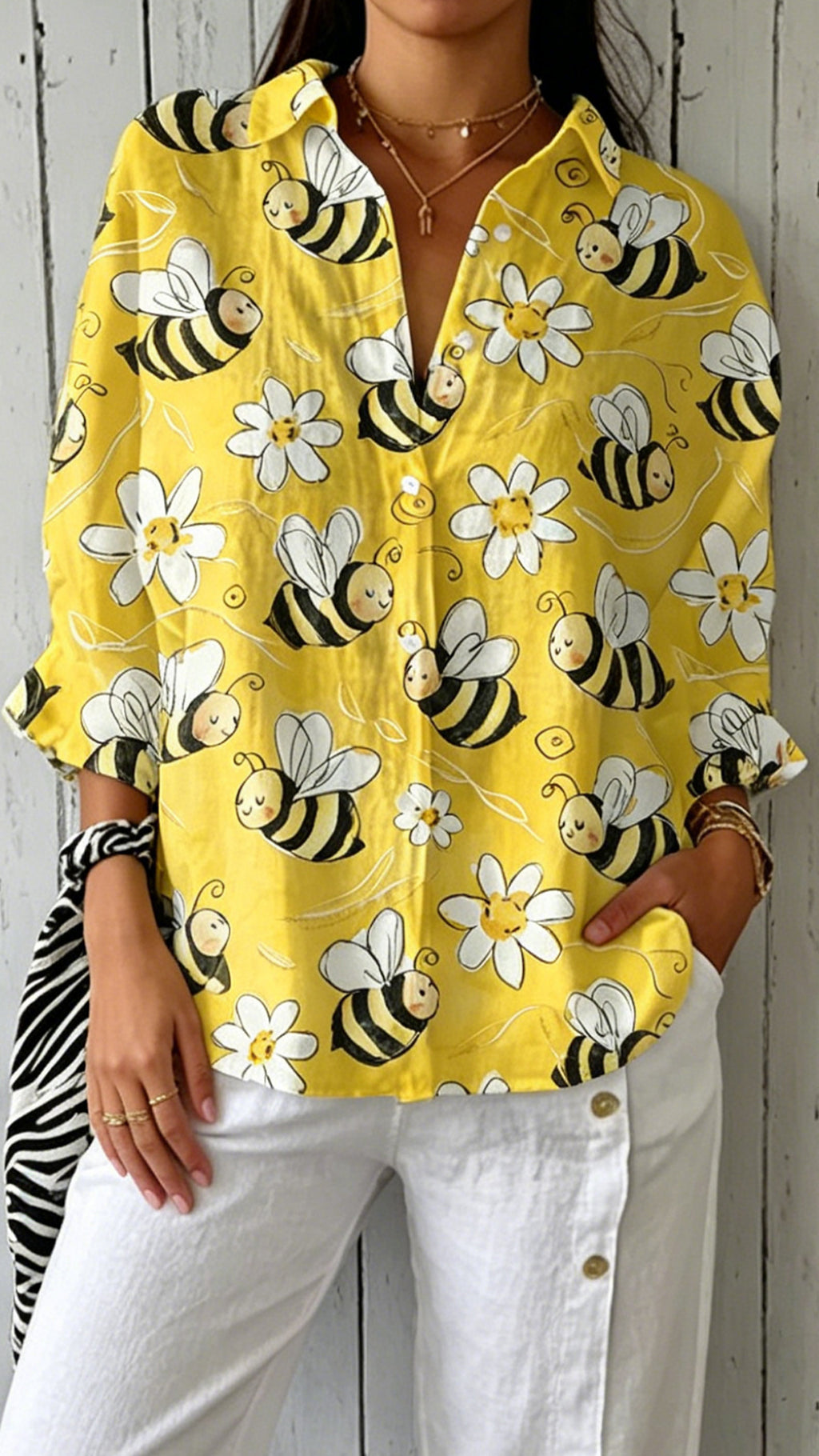 Women’s Blue Floral Print Polyester Shirt