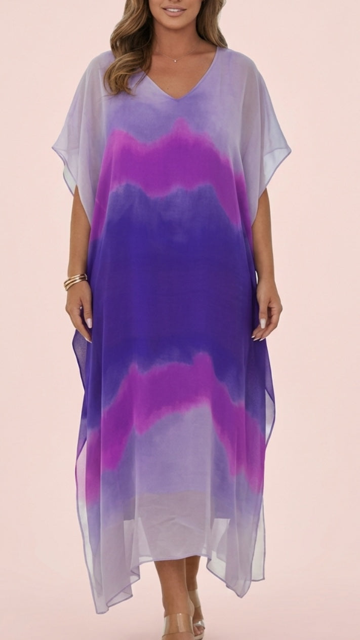 Women’s Ombré Tie-Dye Chiffon Dress