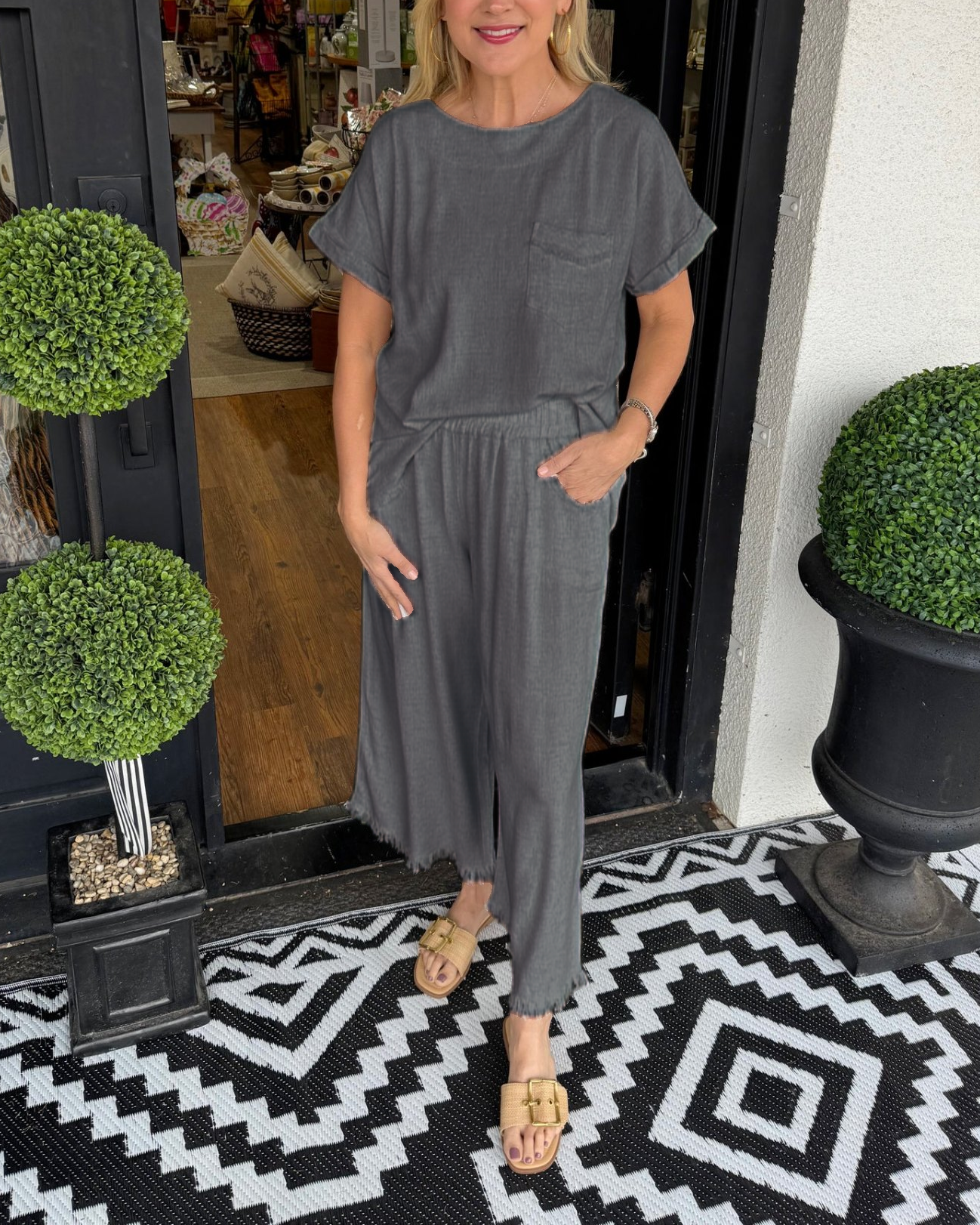 Women’s Casual Solid Cotton Linen Lounge Set (Buy 2 Free Shipping)
