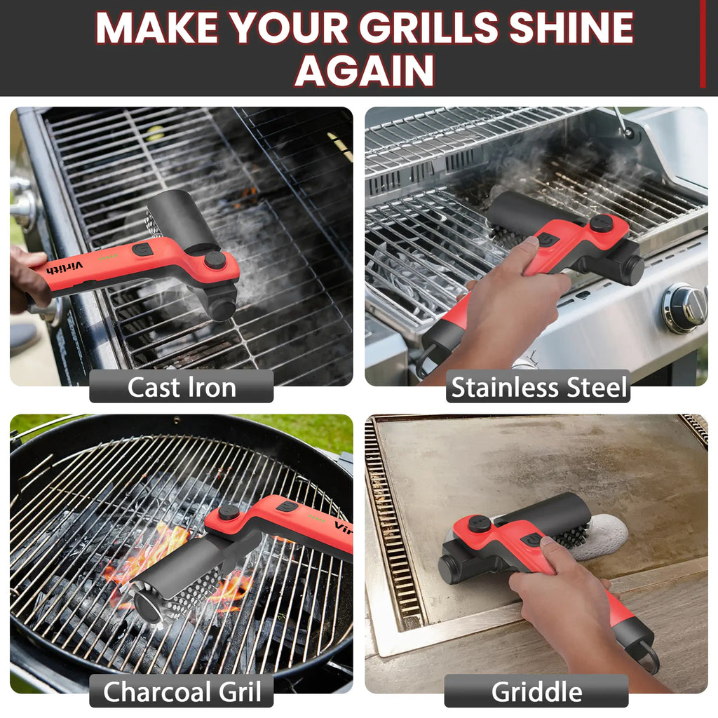 BBQ Grill Brush for Outdoor Grill, Cordless Electric Grill Cleaner,Rechargeable Grill Cleaning Brush,3 Powerful Speed BBQ Grill Brush for Outdoor Grill, 180%Adjustable