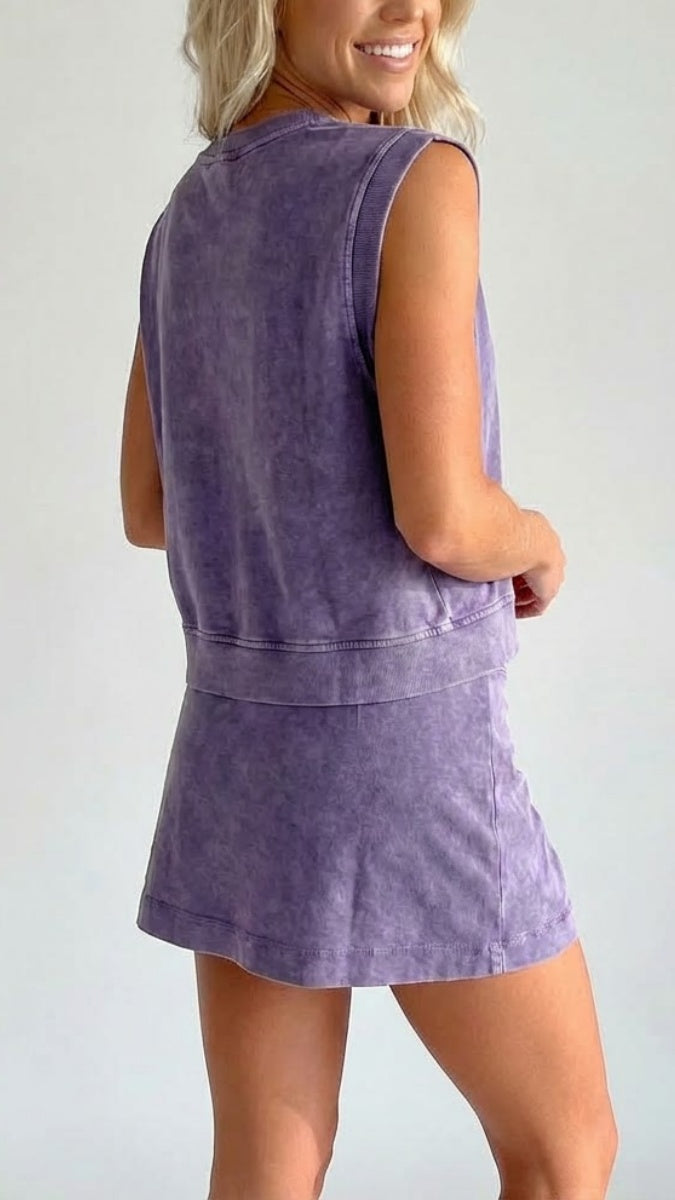 Women’s Distressed-Look Pure Cotton T-Shirt & Shorts Two-Piece Set