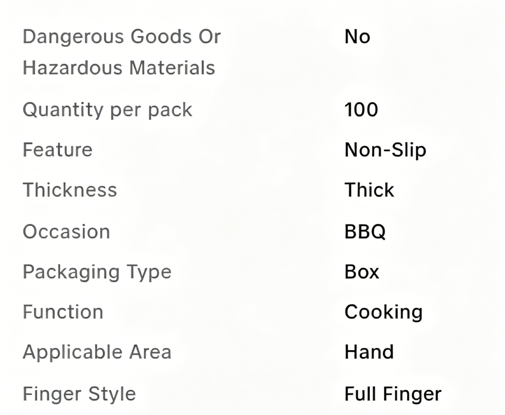 BBQ Grease-Resistant Disposable Grill Gloves