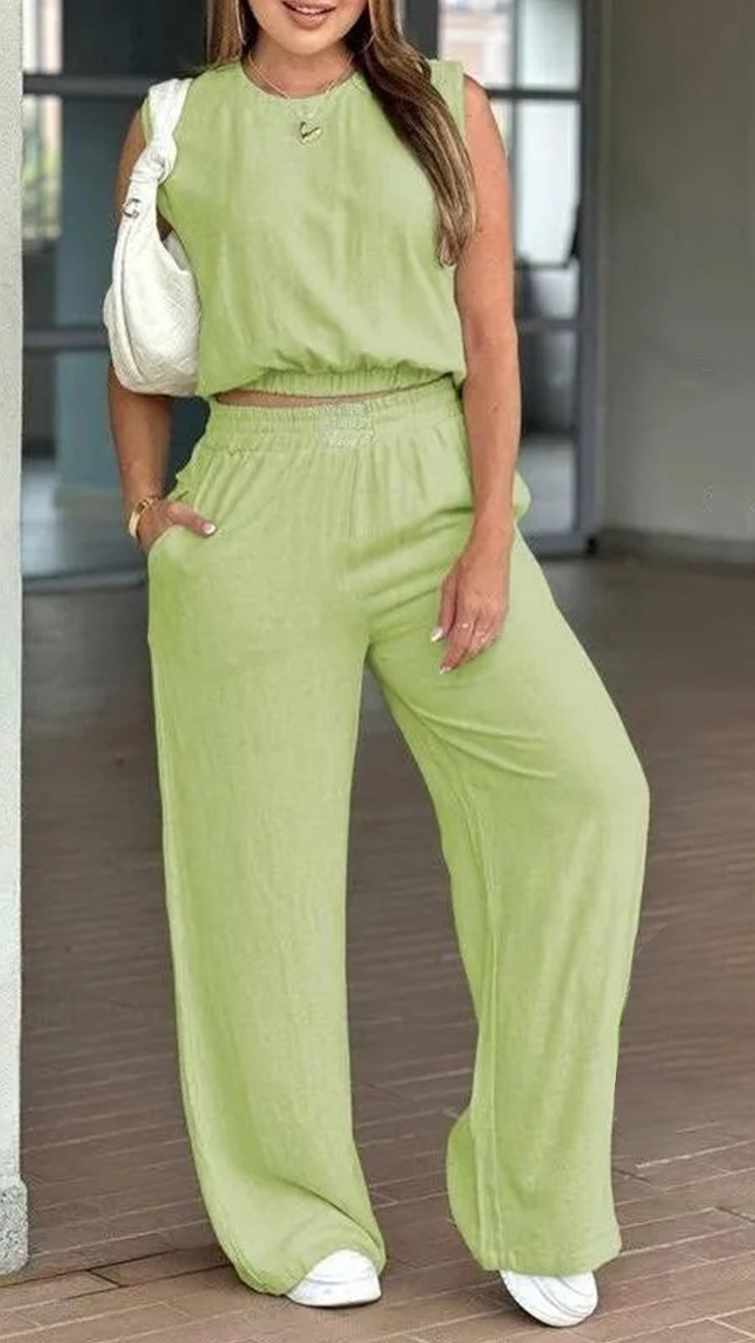 🌷🌷Women’s Cotton Sleeveless Tank & Wide Leg Pants 2-Piece Lounge Set