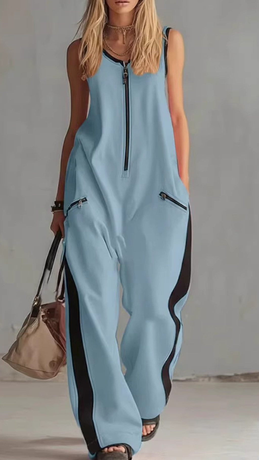 Women’s Color-Block Cotton Jumpsuit