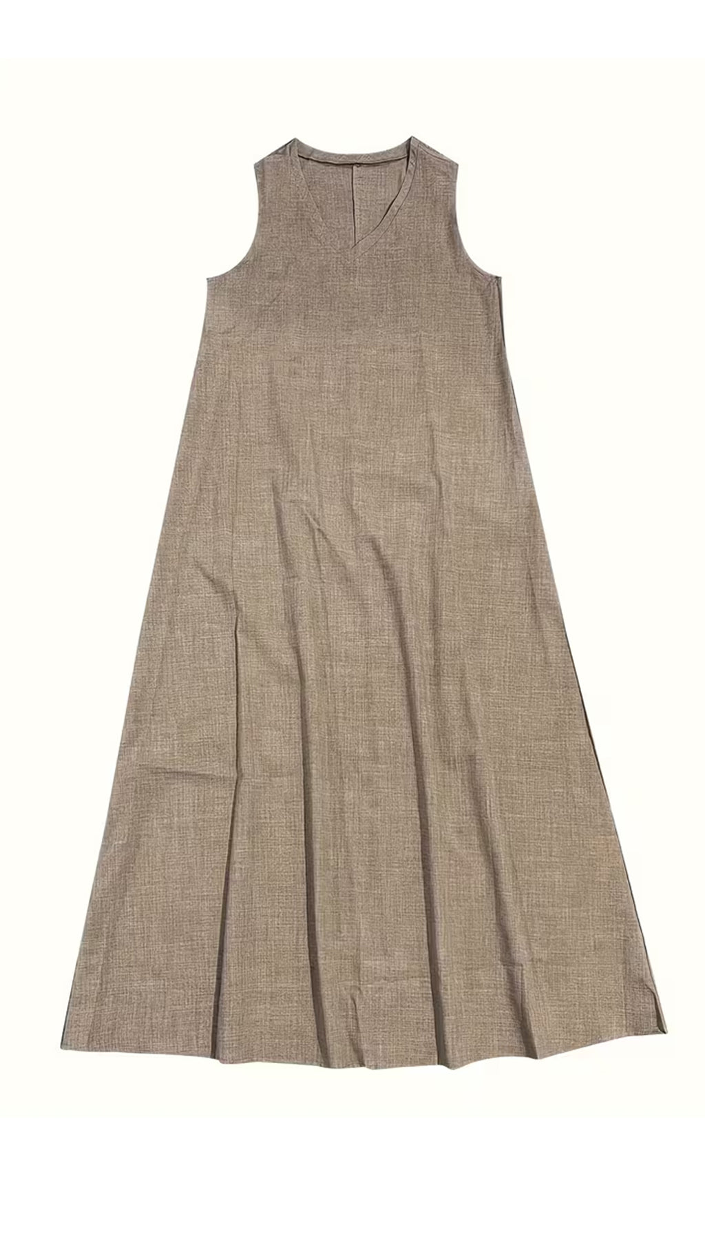 Women’s Vintage-effect V-neck Sleeveless Loose Maxi Dress