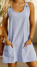 Women’s Adjustable Strap Striped Loose Overall Mini Dress